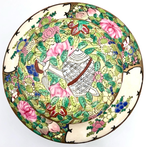 Huge Porcelain Canister Famille Rose Asian Figural Gold Gilt Floral Tea Caddy - Picture 2 of 15